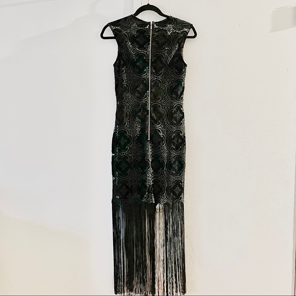 Black Velvet fringe dress